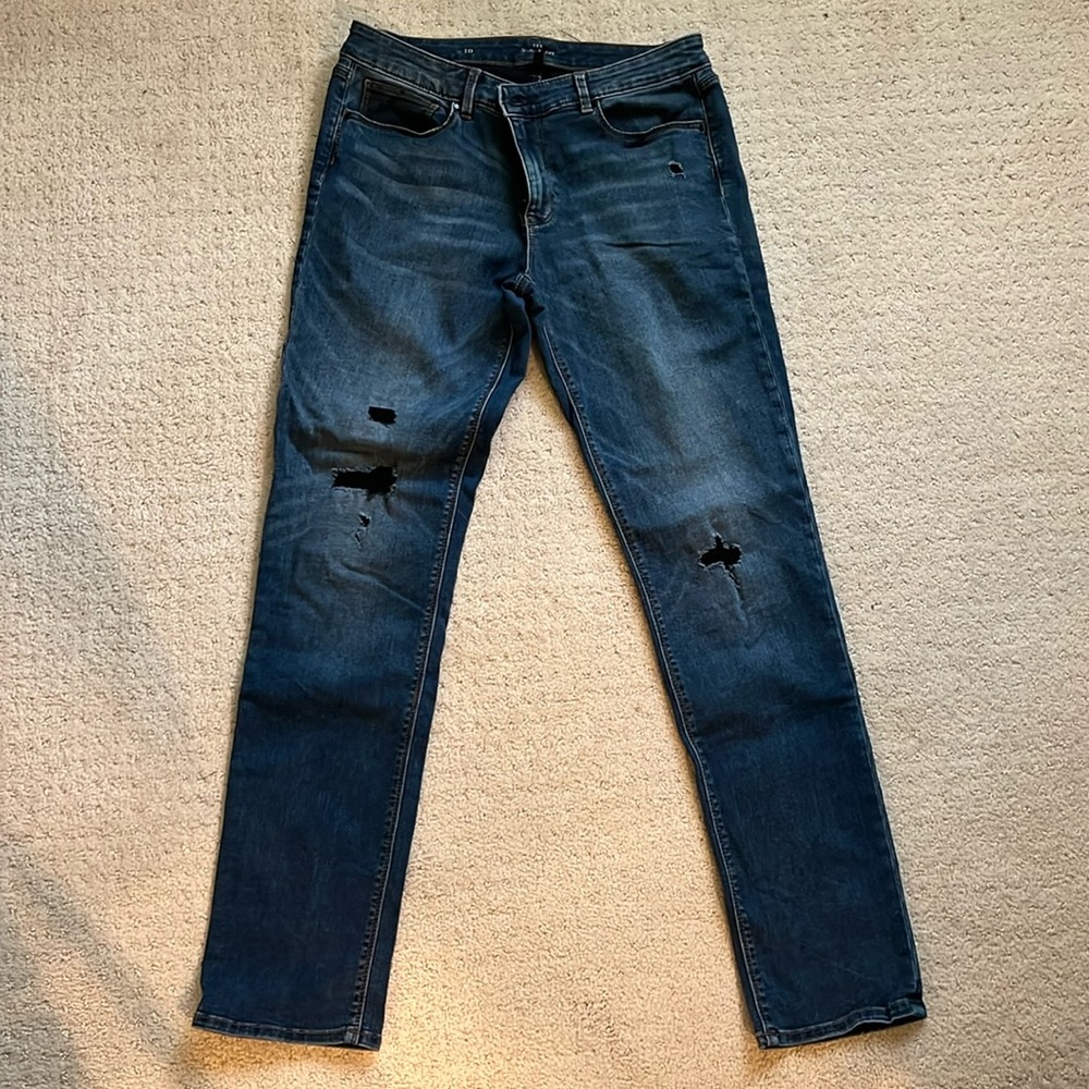 WHBM The Slim Mid Rise Jeans Distressed Stretch Size 10